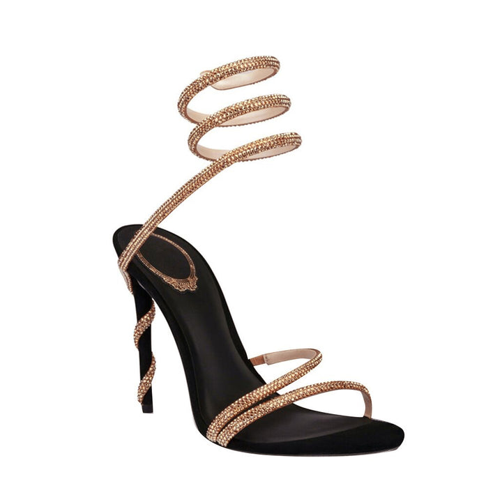 NAVYI Diamante Ankle Wrap High Heel Sandals - 9.5cm