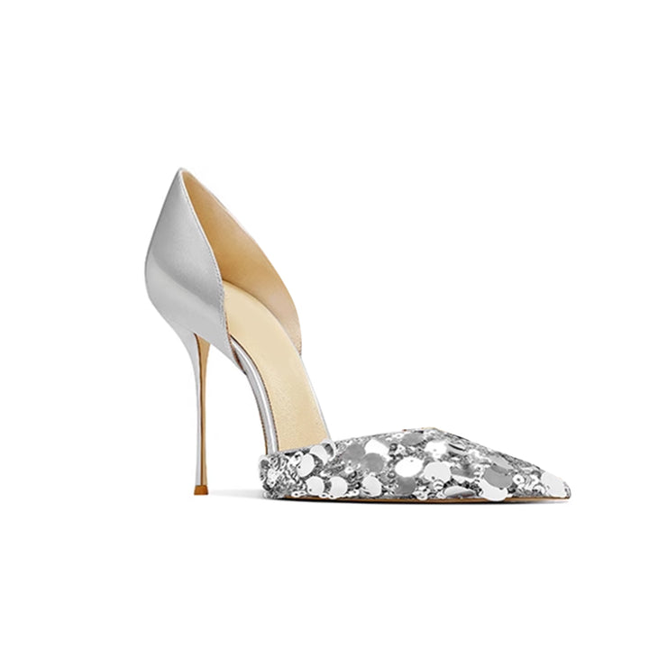 REDOC Sequinned Mid Heel Pumps - 8cm