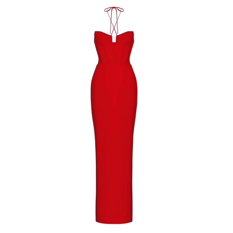 REMIU Halter Neck Evening Dress Gown