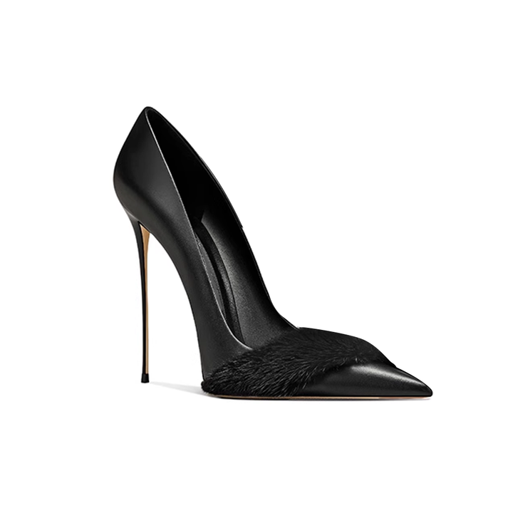 REMIV Fur Embellished High Heel Pumps - 10cm