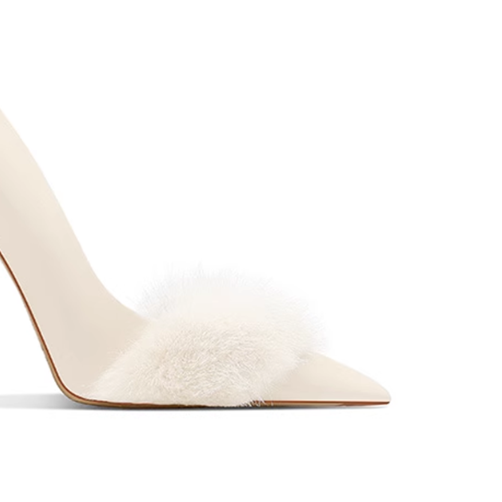 REMIV Fur Embellished Mid Heel Pumps - 6cm