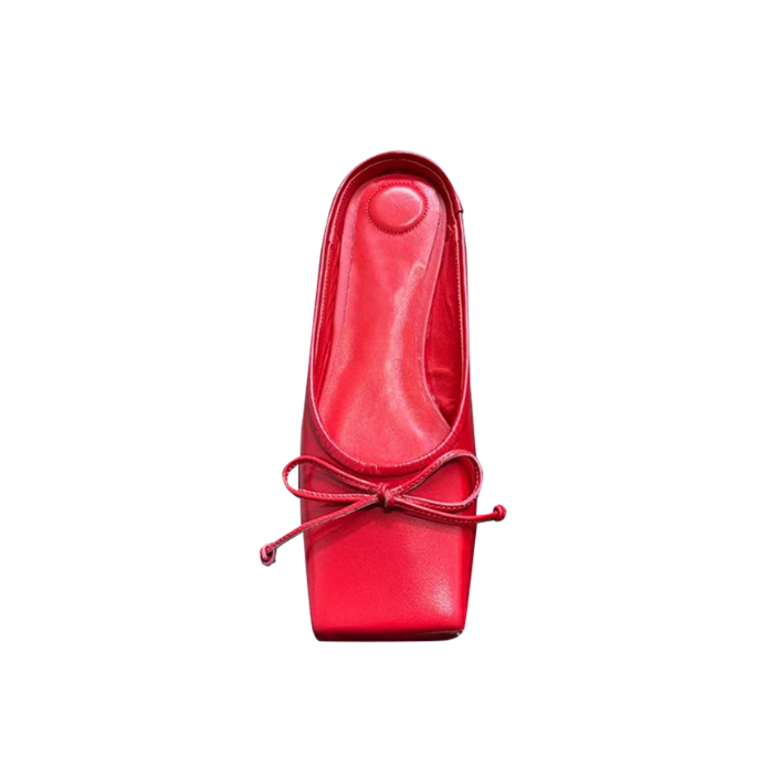 RENIV Bow Mid Heel Mules Pumps - 4.5cm