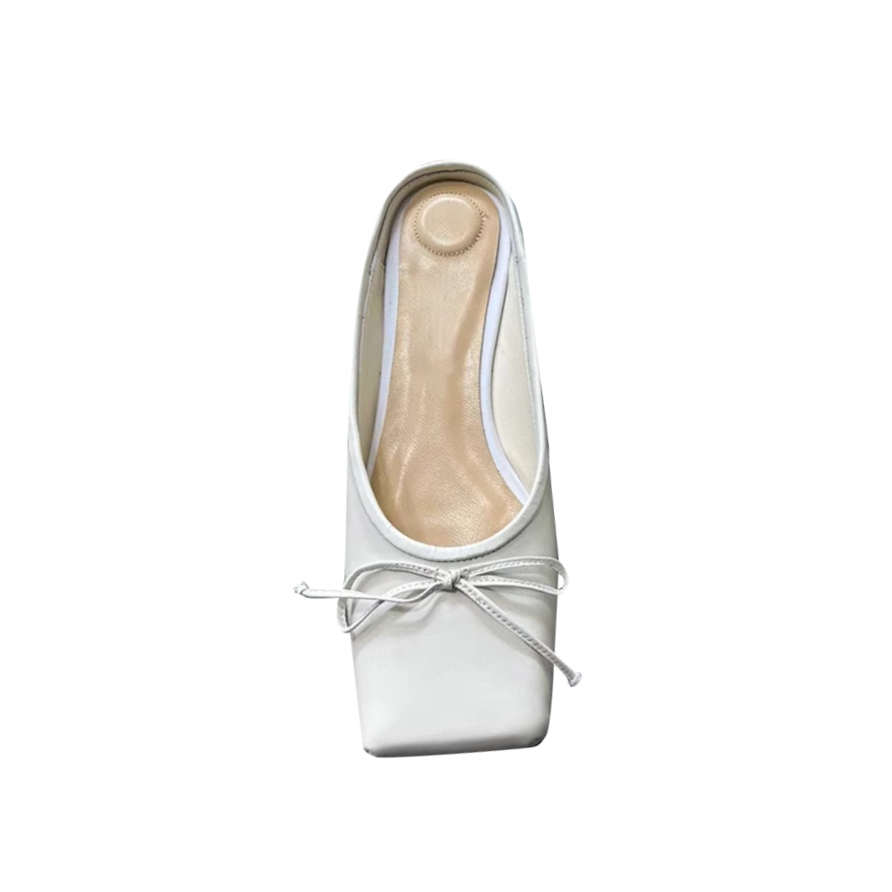 RENIV Bow Mid Heel Mules Pumps - 4.5cm
