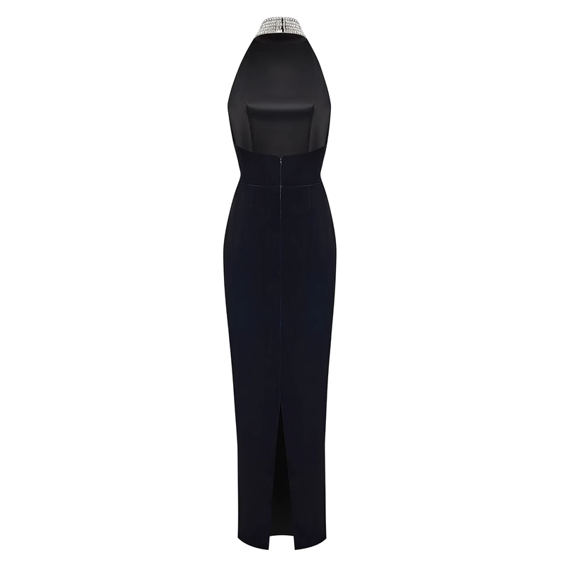 RETVI Diamante Maxi Evening Dress Gown