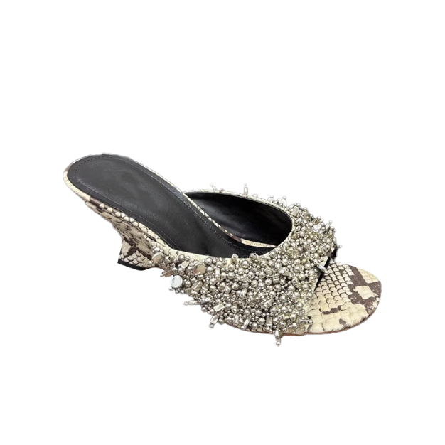 ROHET Beaded Wedged Heel Sandals