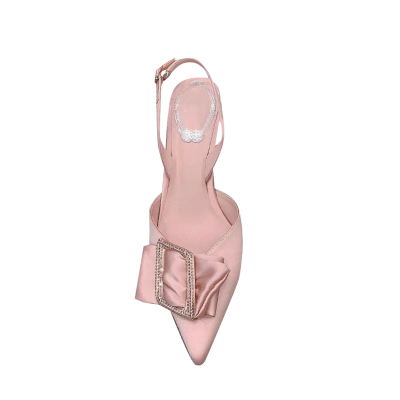 ROVID Diamante Bow Mid Heel Sandals