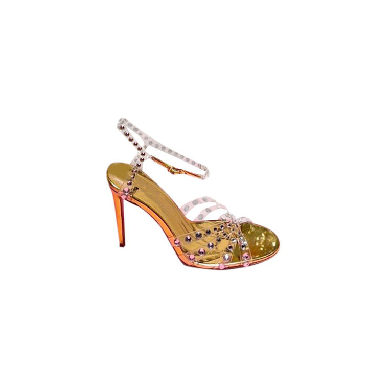 RULNA Diamante PVC High Heel Naked Sandals