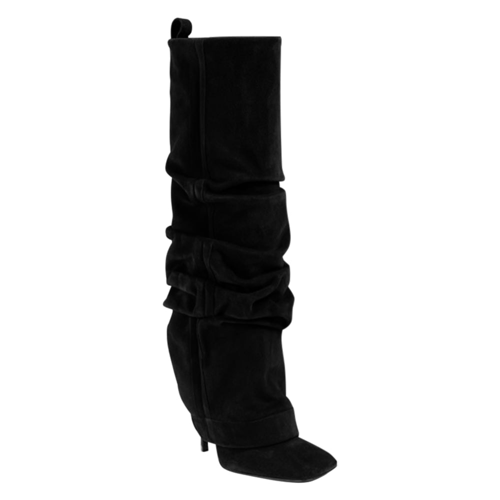 RULEN Stiletto Heel Slouchy Knee High Boots