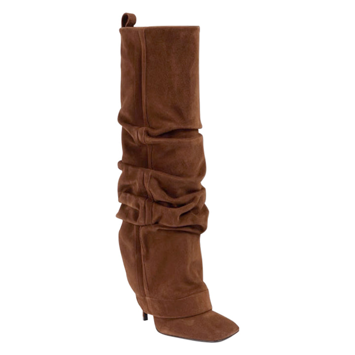 RULEN Stiletto Heel Slouchy Knee High Boots