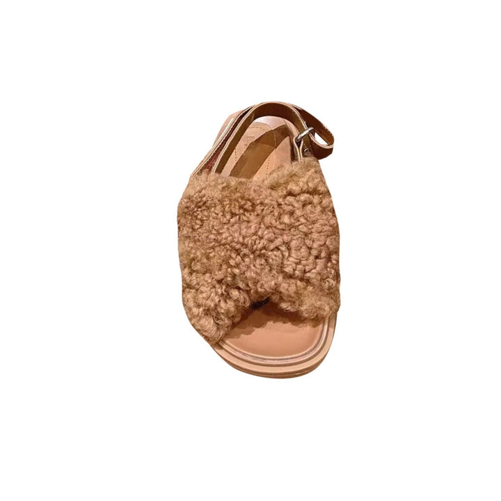 RUMIE Cross Fur Flat Sandals