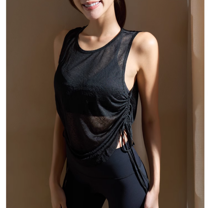 SABVI Yoga Pilates Back Opening Fitted Fitness Top