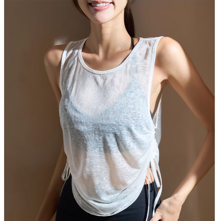 SABVI Yoga Pilates Back Opening Fitted Fitness Top