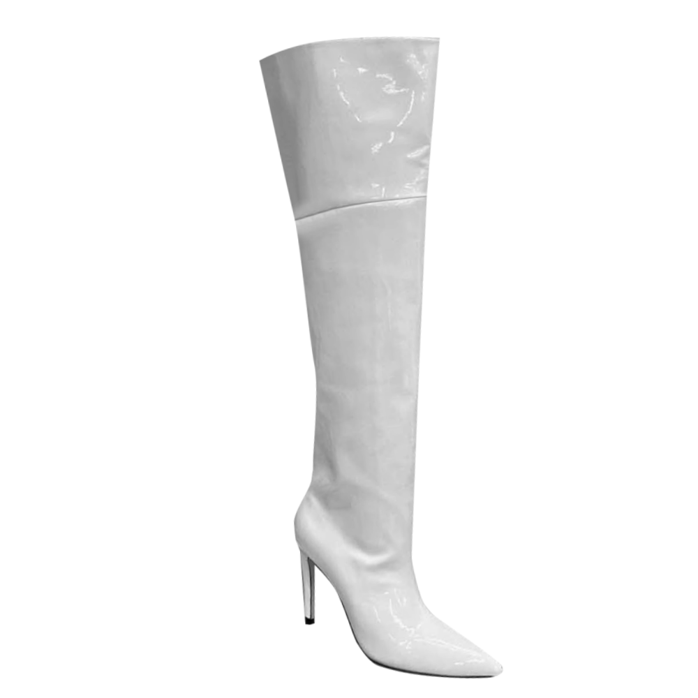 SAKIR Patent Leather High Heel Over The Knee Boots