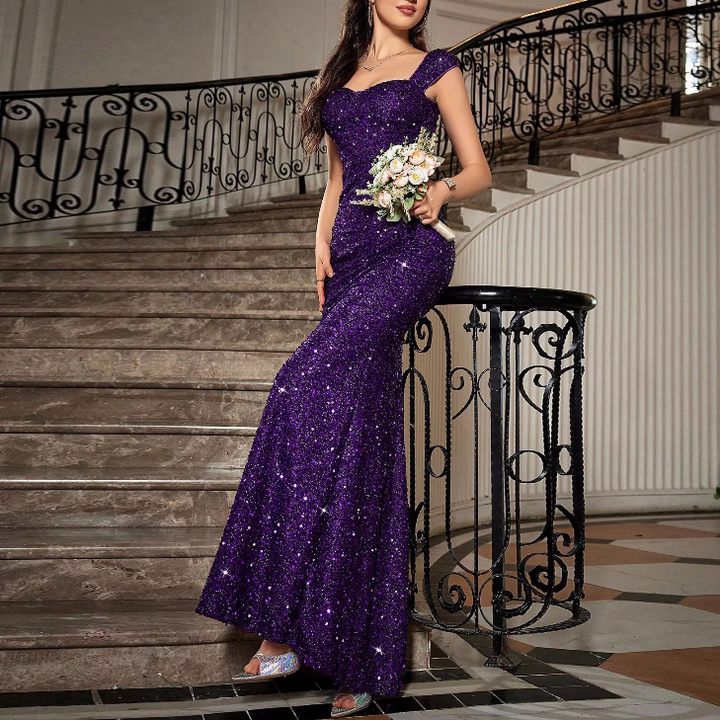 SNEVO Sequinned Maxi Evening Dress Gown