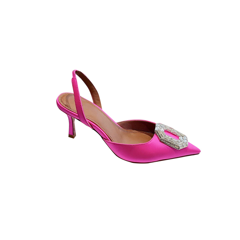 SRANU Diamante Buckled Mid Heel Sandals - 7cm