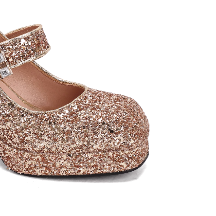 SUVOK Glitter Block Heel Pumps