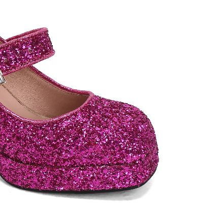 SUVOK Glitter Block Heel Pumps