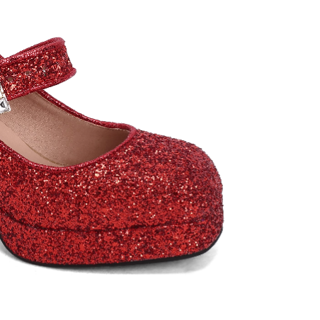 SUVOK Glitter Block Heel Pumps