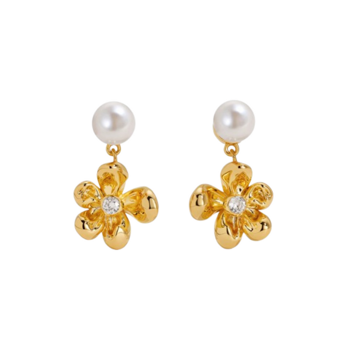 TEBUR Pearl Flower Earrings - Pair
