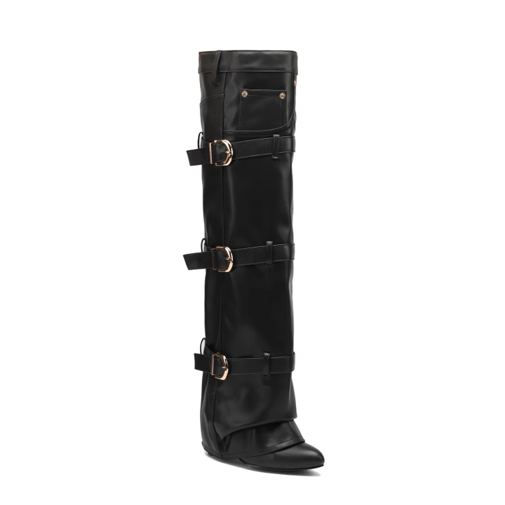 TERUL Buckled Knee High Boots