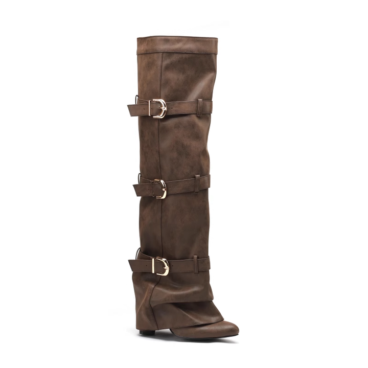TERUL Buckled Knee High Boots