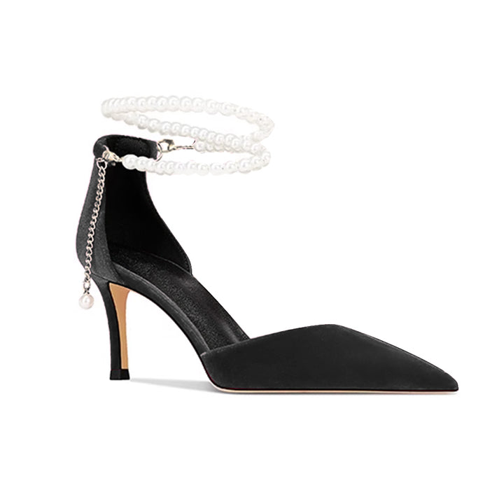 TESSU Pearl Embellished Kitten Heel Sandals