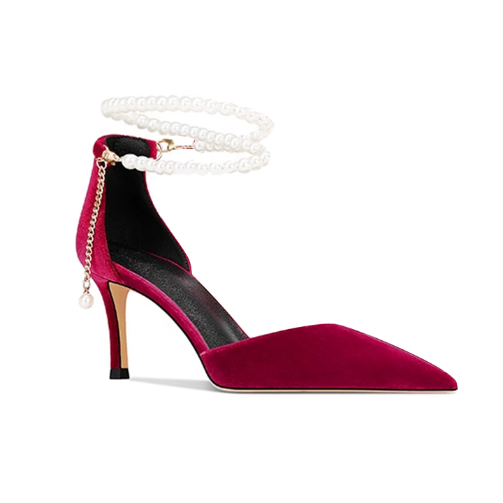 TESSU Pearl Embellished Kitten Heel Sandals