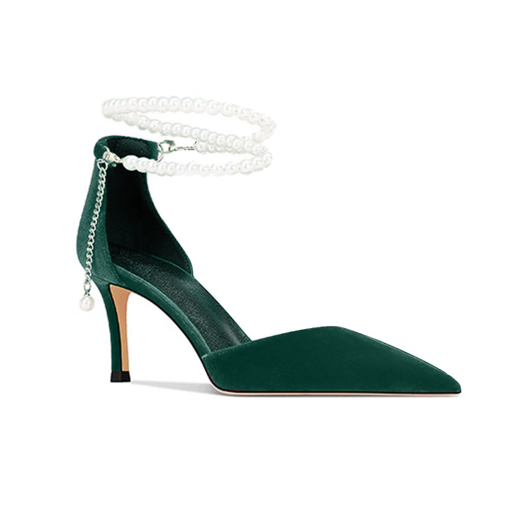 TESSU Pearl Embellished Kitten Heel Sandals