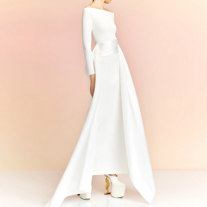 TONBI Ruffled Hem Evening Dress Gown