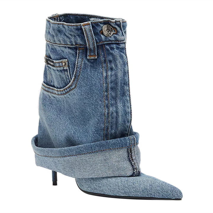 TUGAR Denim High Heel Ankle Boots
