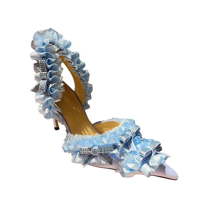 VEFTI Diamante Ruffled High Heel Sandals