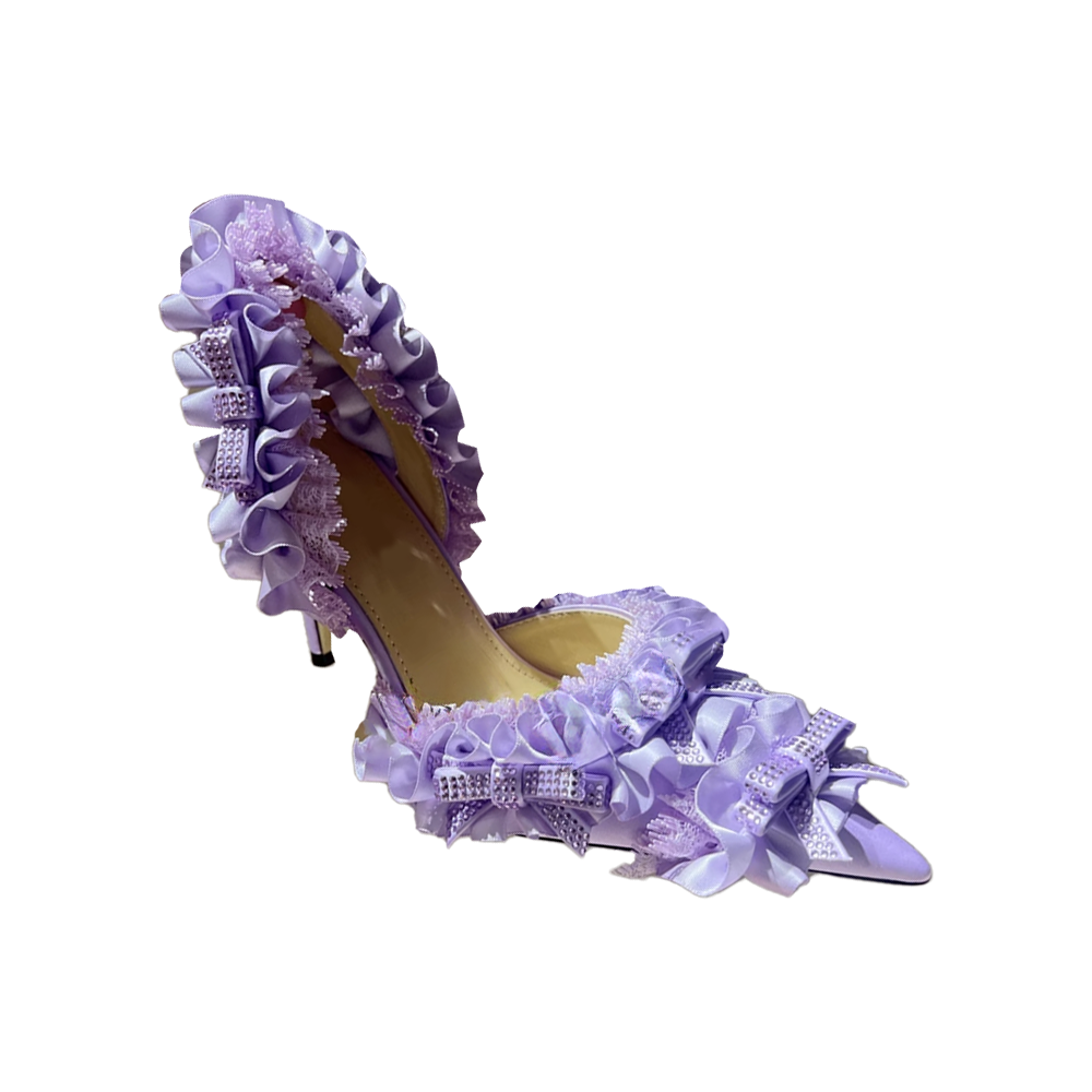 VEFTI Diamante Ruffled High Heel Sandals
