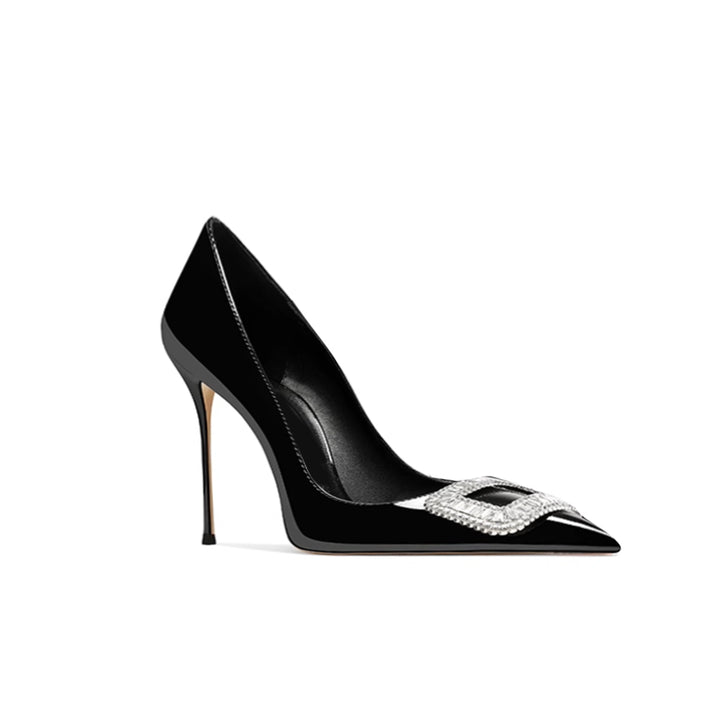 VEINA Diamante Buckled Mid Heel Pumps - 6cm