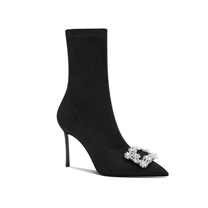 VEKRI Diamante Buckled Ankle Boots - 8cm