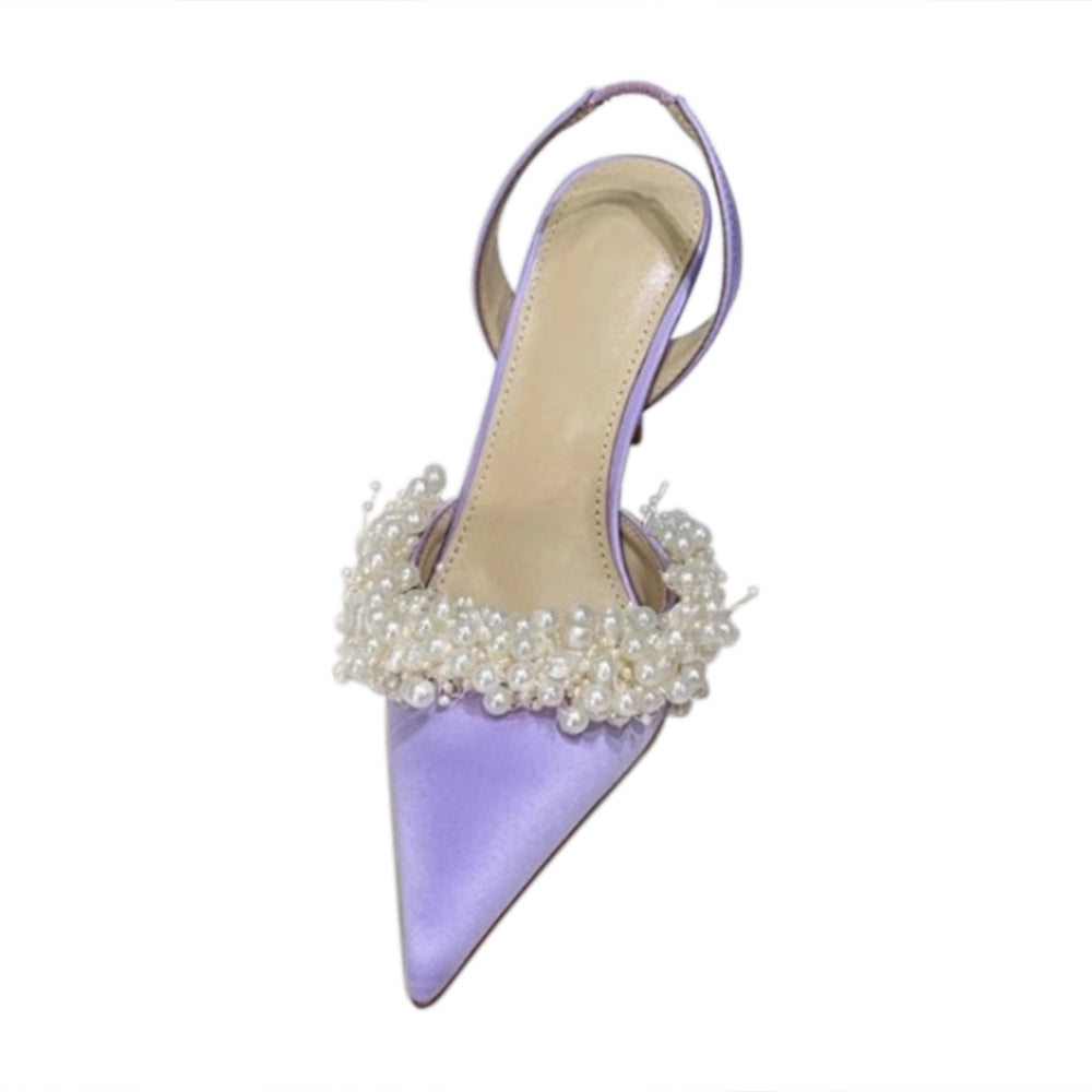 VOTRA Pearl Embellished High Heel Sandals