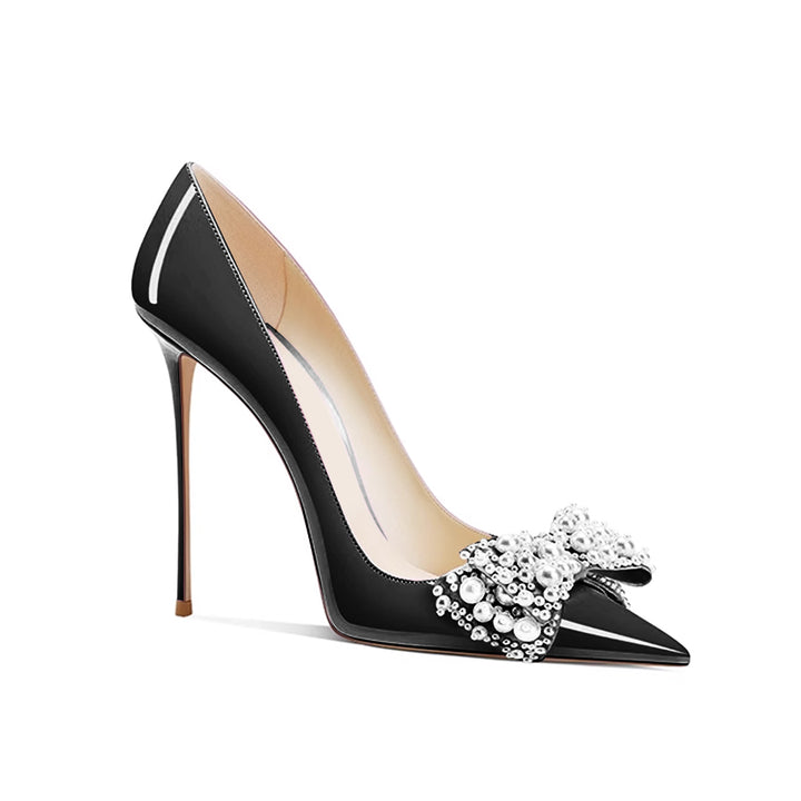 VUNOA Pearl Bow High Heel Pumps - 10cm
