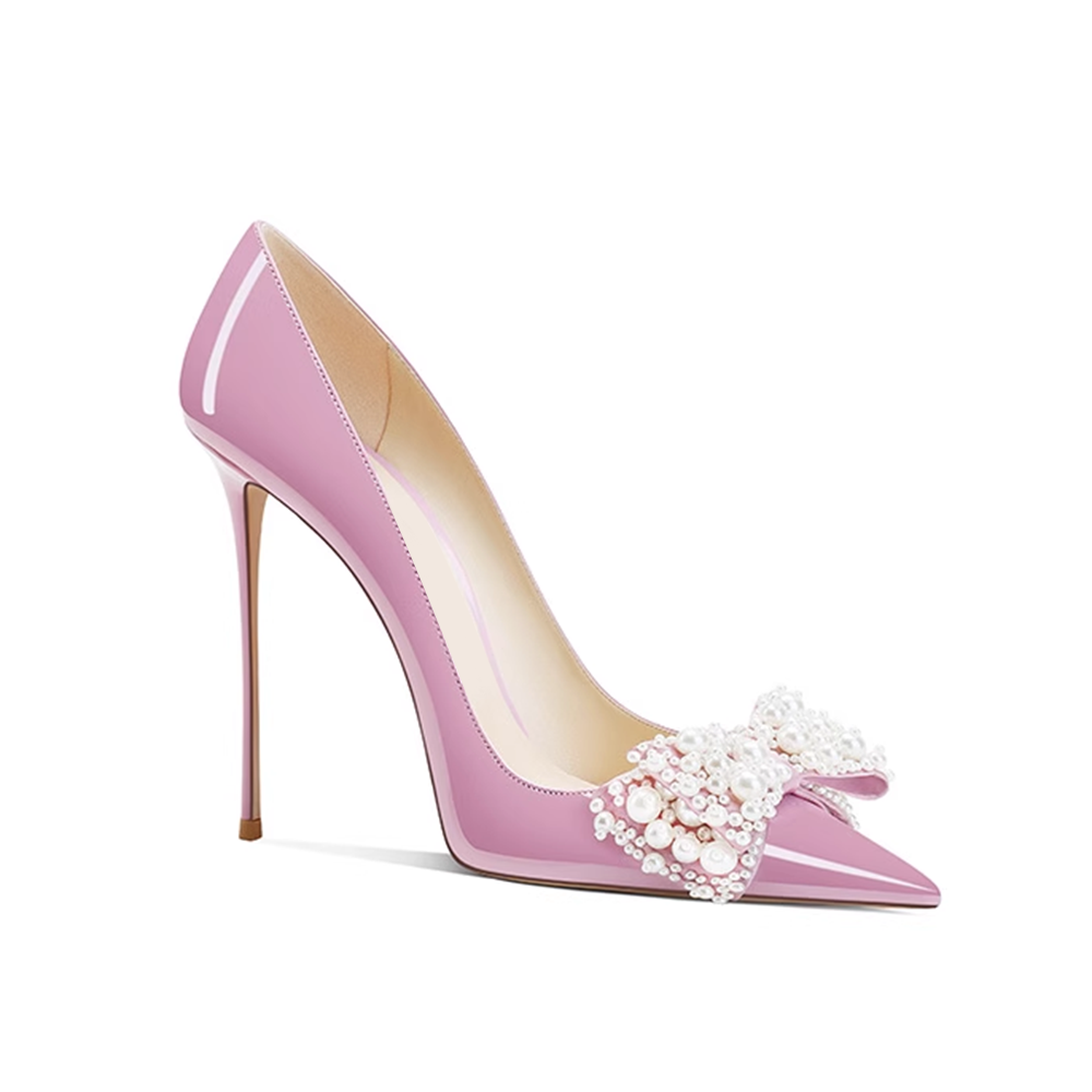VUNOA Pearl Bow High Heel Pumps - 10cm