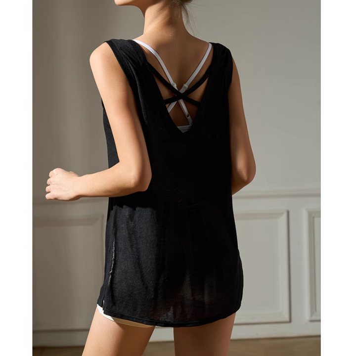 VUSTU Yoga Pilates Backless Fitted Fitness Top