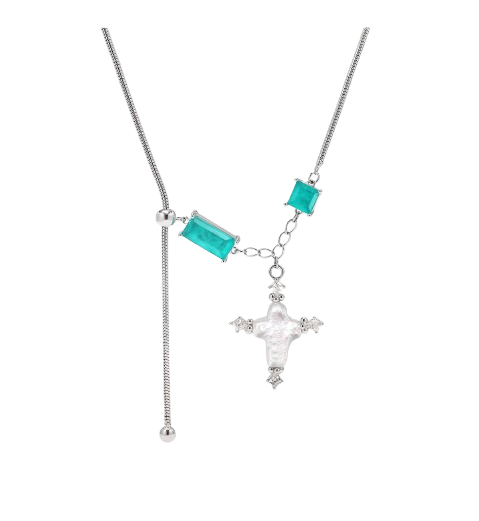 XAVRU Pearl Cross Necklace