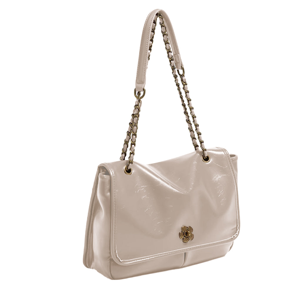 ZELDA Metal Lock Cross Body Bag - Large