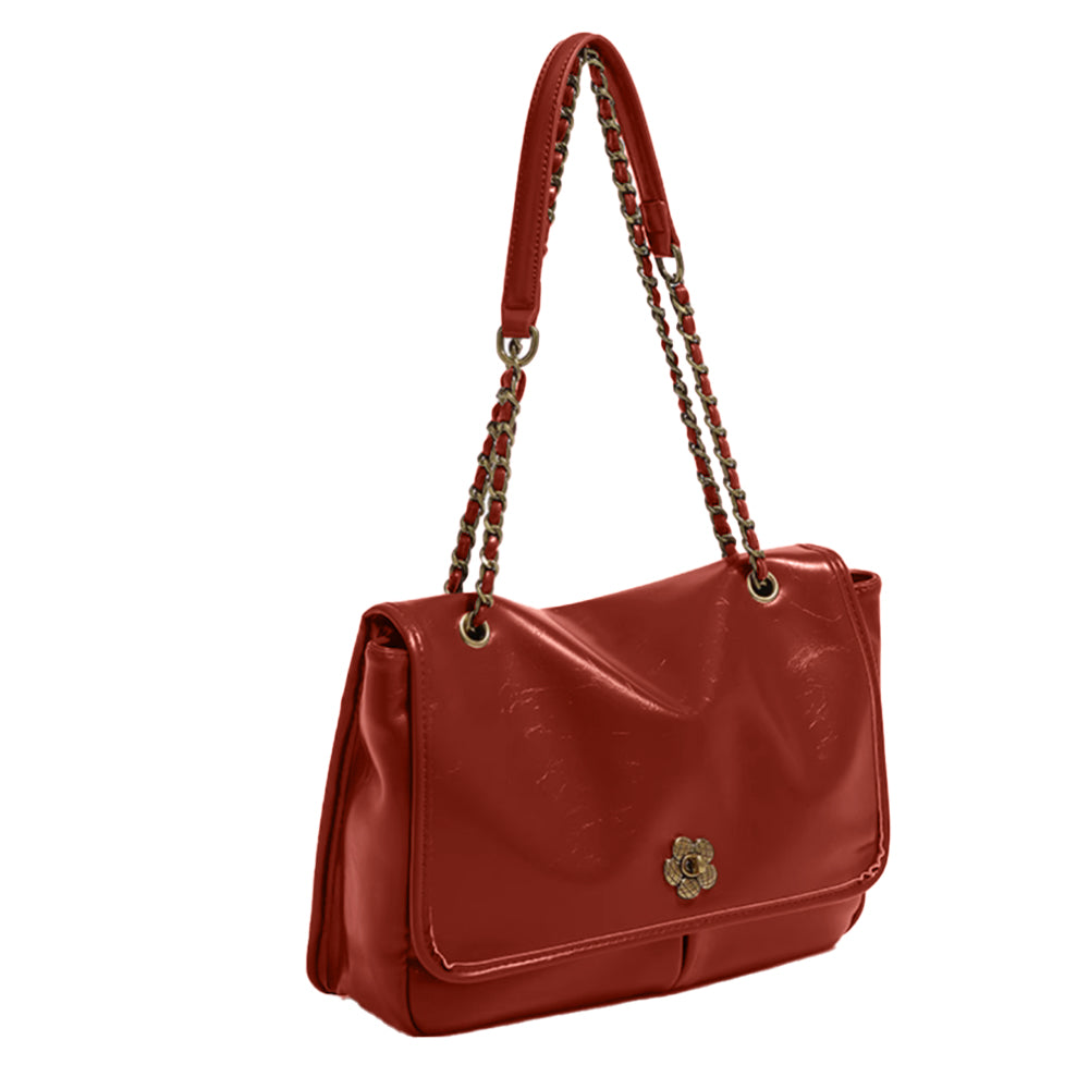ZELDA Metal Lock Cross Body Bag - Large