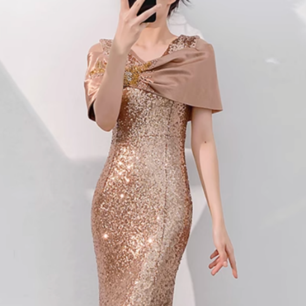 YWLPC Sequin Maxi Evening Dress Gown