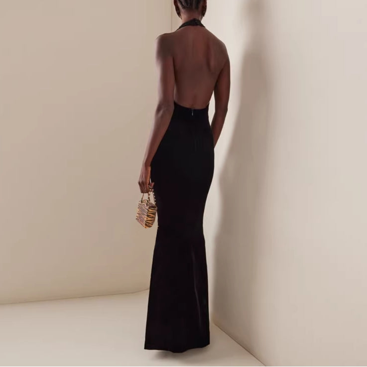 GENAC Deep V Evening Dress Gown