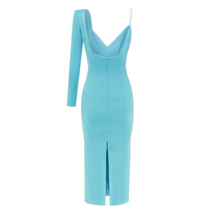 JURTA Asymmetric Sleeves Evening Dress Gown