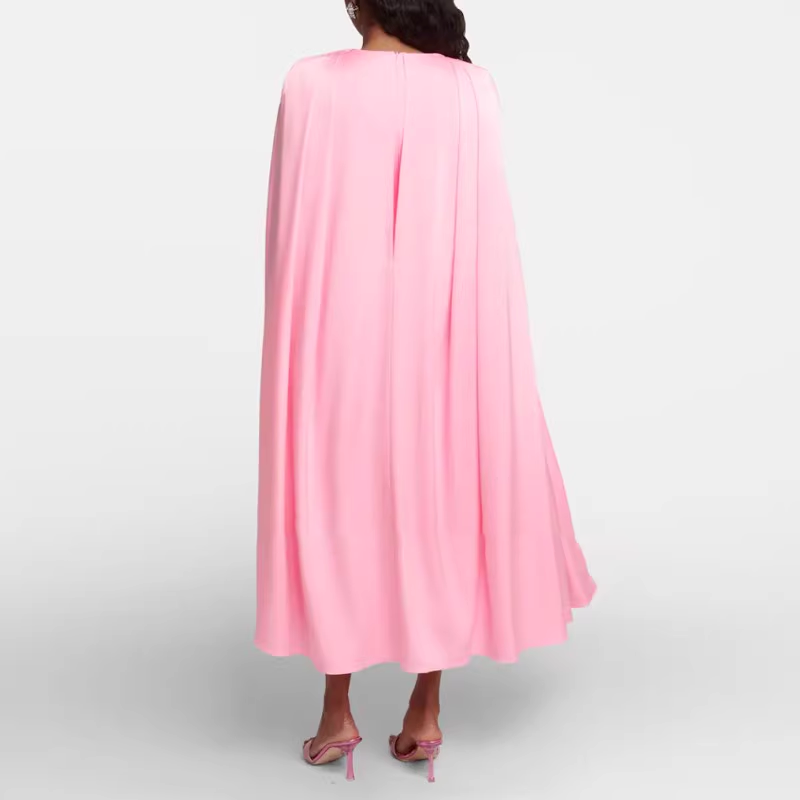 KUTRE V Neck Cape Evening Dress Gown