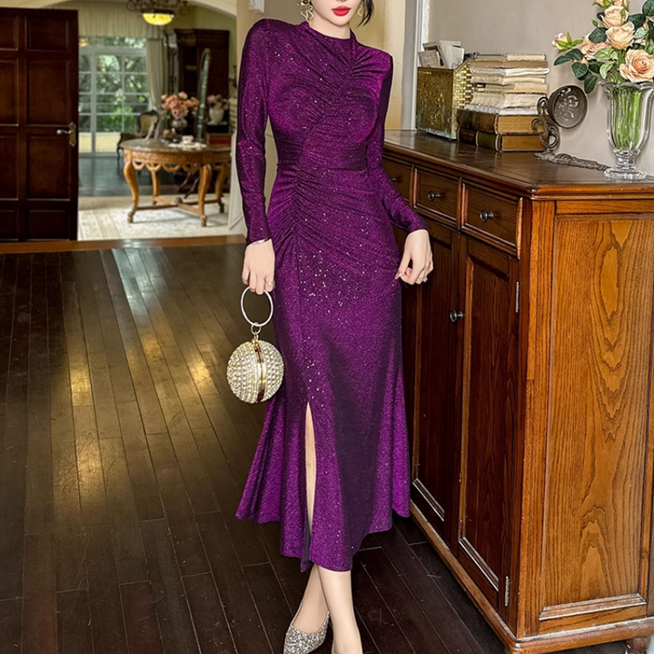 LAIVO Ruffled Hem Evening Dress Gown