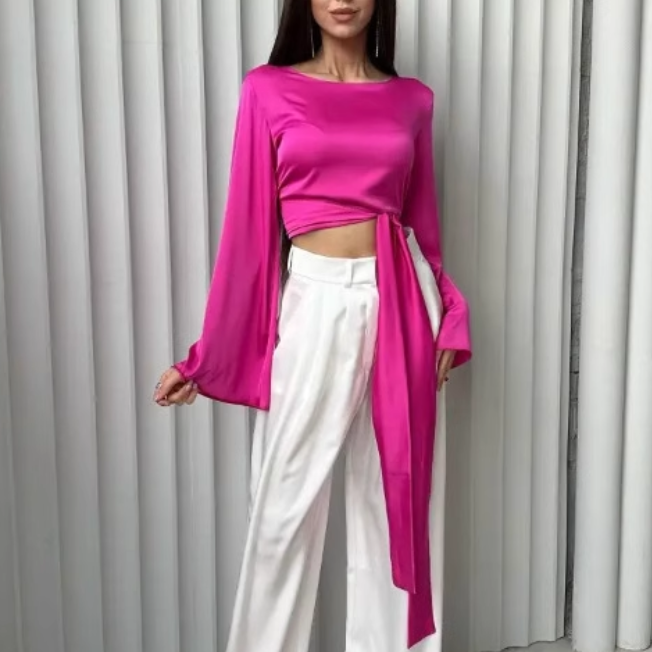 LEDOA Lace Up Cropped Top