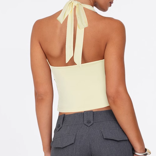 NOERO Cut Out Lace Up Top
