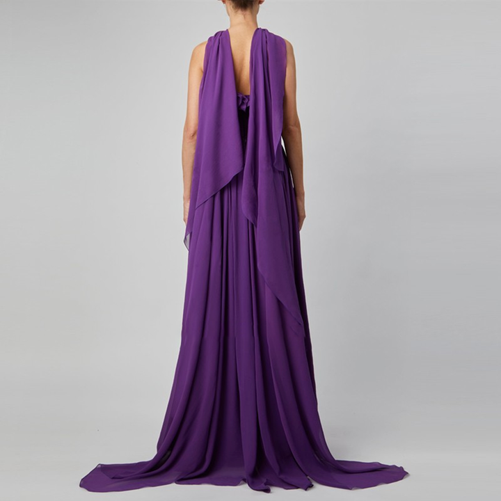 RAKEC Ruffled Slip Evening Dress Gown