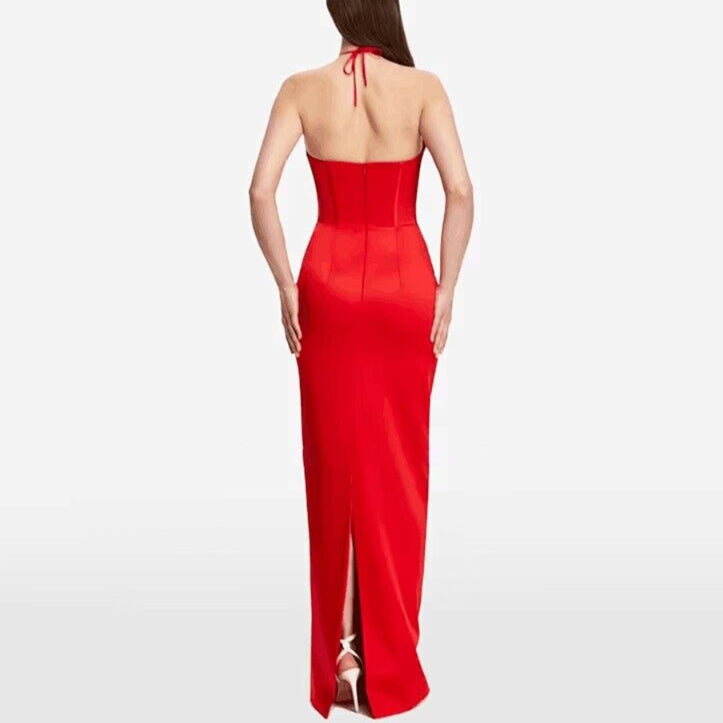 REMIU Halter Neck Evening Dress Gown